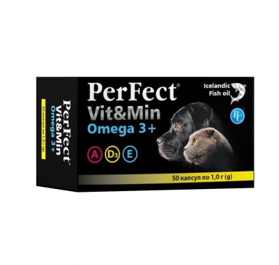 Риб'ячий жир PerFect Vit&Min Omega3+ для собак та котів 50 табл. по 1г 8951