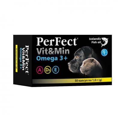 Риб'ячий жир PerFect Vit&Min Omega3+ для собак та котів 50 табл. по 1г 8951