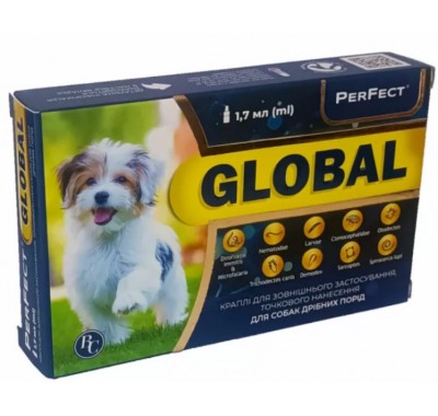 Капли PerFect GLOBAL для собак мелких и средних пород до 17кг (1 пипетка) 1,7мл 7862