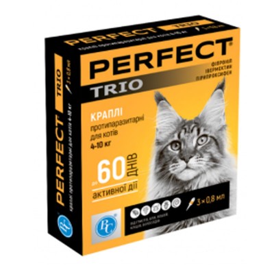 Краплі PerFect TRIO для кішок 4-10 кг 0,8 мл (1 піпетка) 7596