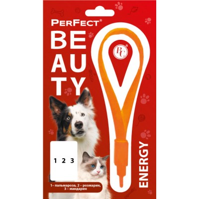 Нашийник з фітотерапією для котів та дрібних порід собак PerFect Beauty ENERGY (пальмароза, розмарин, мандарин) 35см 8289