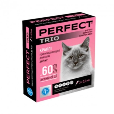 Краплі PerFect TRIO для кішок до 4 кг 0,6 мл (1 піпетка) 7572