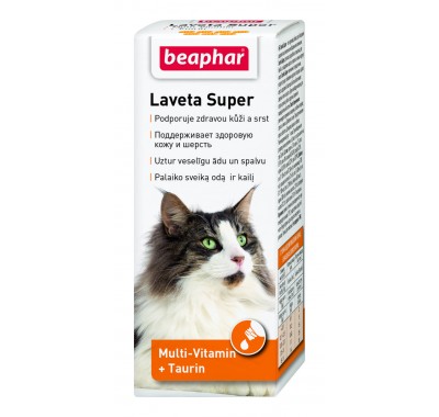 Вітаміни для кішок Beaphar Laveta Super (Лавета) від линьки для здорової шкіри та блискучої шерсті 50 мл